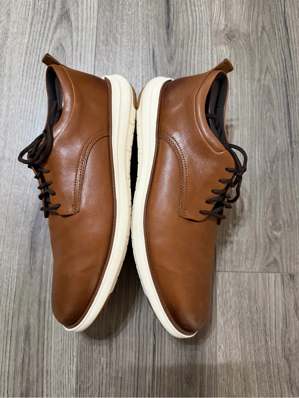 Cole Haan Tan Leather Derby Sneakers with Cream Sole